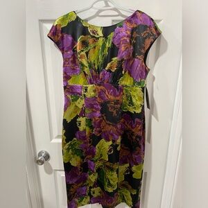 NWT women’s Jones New York dress, floral satin, size 10, pretty. Cocktail